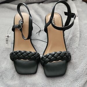 Torrid Black Braided Strap Heels